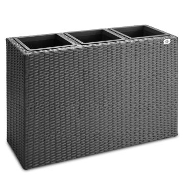 Polyrattan Bloembak 3 delig Zwart 83x30,5x60cm 