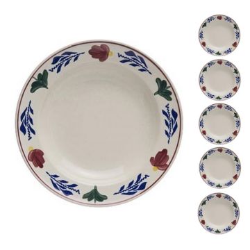 Boerenbont diep eetbord 22cm set van 5 stuks