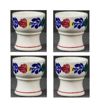 Boerenbont Eierdopjes compleet met voet -  set 4 stuks