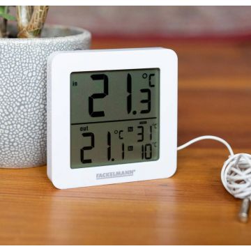 Fackelmann Tecno thermo-/hygrometer, klok wit met usb