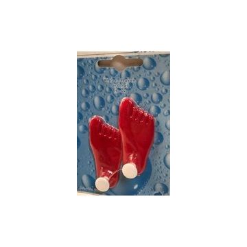 Universele handdoekhaken zelfklevend (setje van 2) voeten rood