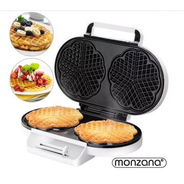 Monzana Wafelijzer 1200W hartvorm in Wit
