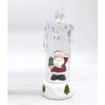 LED kaars met 4 leds - kerstman - 19 x 6 cm