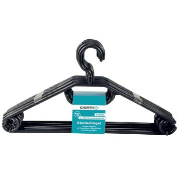Set van 8 zwarte kledinghangers – kunststof, stevig en stijlvol