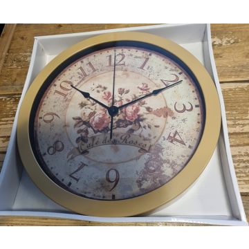Gerimport Wandklok 30,5 x 4,5 Cm met opdruk Roses - Kunststof