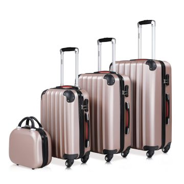 Reiskoffers Roze 4-delig ABS met gratis accessoires 