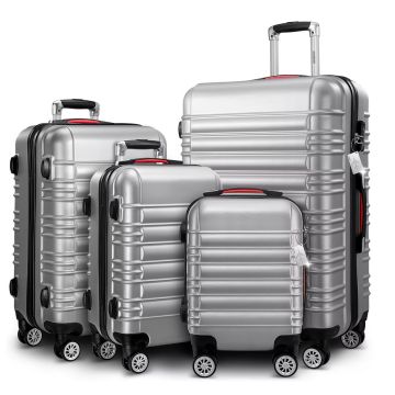 Reiskoffers Zilver 4-delig ABS met gratis accessoires 