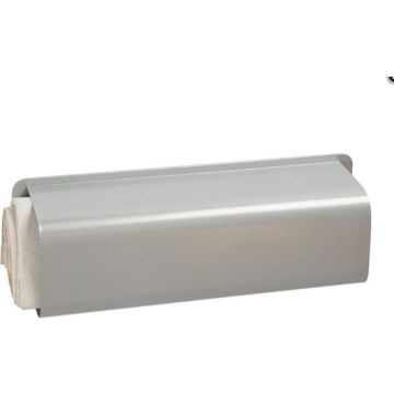 Krantenrol in gelakt staal , zilvergrijs 40cmx14cmx8cm