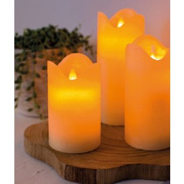 LED kaarsen/stompkaarsen met afstandsbediening - Creme wit - set van 3