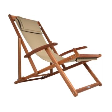 Ligstoel Crème Acaciahout 94x60x94cm