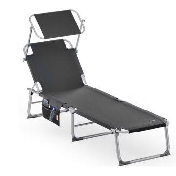 Ligbed Ibiza Grijs 190x59x29cm Alu Zonnescherm