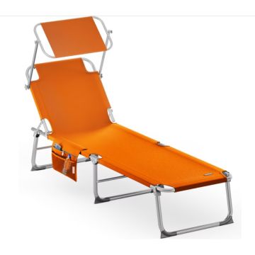 Ligbed Ibiza Oranje 190x59x29cm Alu Zonnescherm