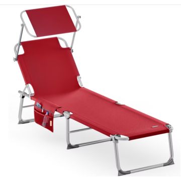 Ligbed Ibiza Rood 190x59x29cm Alu Zonnescherm
