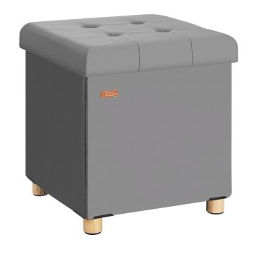 Poef Antraciet Fluweel 42x38x38cm inklapbaar