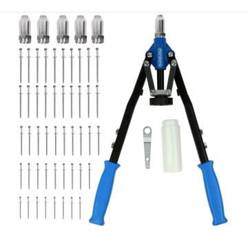 Klinknagel gun met 5 mondstukken