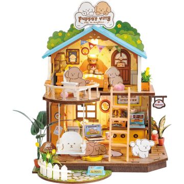 Robotime Puppy Cozy Villa Miniatuurhuisje Bouwpakket Modelbouw