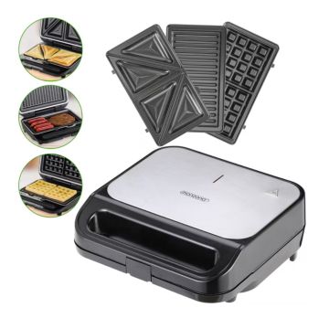 Sandwichmaker 3in1 Zwart/Zilver 1000W 