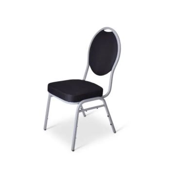 Stapelstoel Sidney stalen frame alu en foam rug en zitting effen zwart