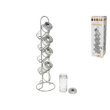 Staand kruidenrek met 5 potjes