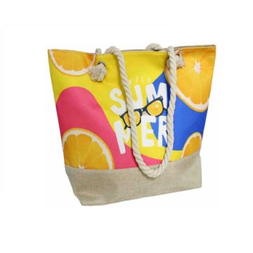 Zomer strandtas 15 x 34 x 59 cm - SUMMER met Bies onderzijde
