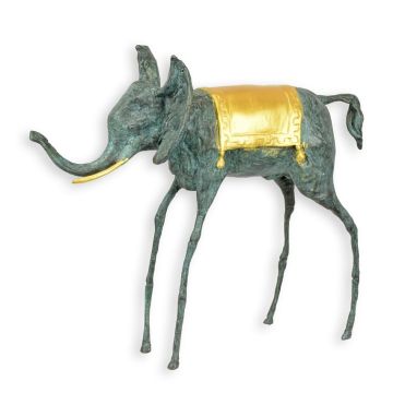 BRONZEN BEELD VAN EEN GROENE OLIFANT hoogte 28 cm