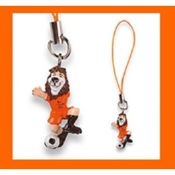 Telefoonhanger oranje leeuw grootte 5 cm , set van 2 stuks