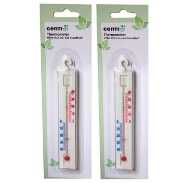 Kunststof Thermometer Wit voor binnen of buiten set van 2 stuks