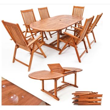 Tuinset Vanamo 7-delig Eucalyptushout FSC-gecertificeerd 