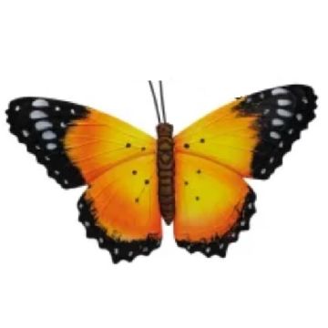 Wanddecoratie 3D vlinder geel afm 33,5 x 23 cm