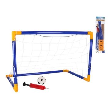 Mini Voetbaldoel set met Bal en Pomp - Goal - 81x 43 x 52 cm 