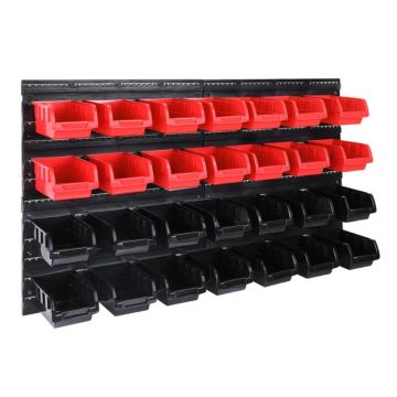 Gereedschapswand Zwart Rood 43-delig Stapelboxen