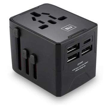 Universele Wereldstekker USB-C en 3 USB poorten voor ruim 160 landen