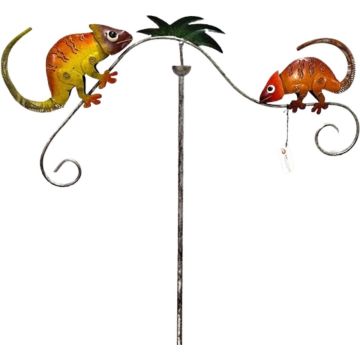 Windspinner Kameleon op een stok á 130cm metaal Multi Color, Ø 66 cm