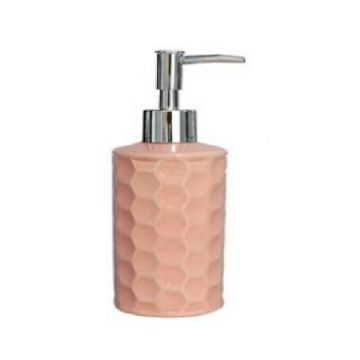 Zeepdispenser / Zeeppompje Keramiek Flora - Zalm Roze - 260ml 