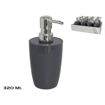 Zeepdispenser / Zeeppompje - Kunststof Collectie Venice - Antraciet - 320ml - 7x7x17.5 cm