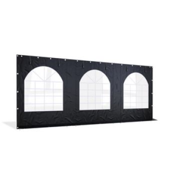 Partytent zijwand PVC met ramen en ritsen 6 mtr - 220cm hoog