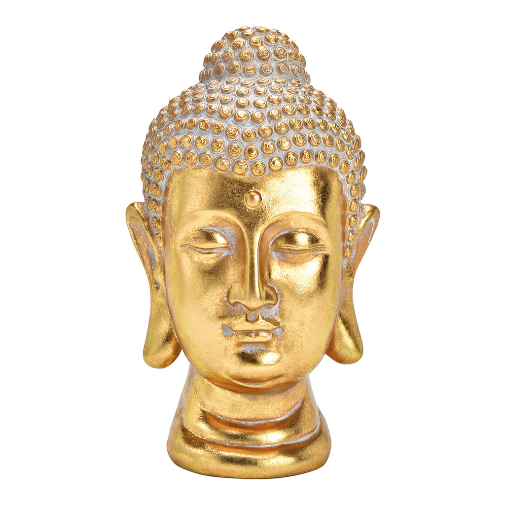 Buddha\u0020hoofd\u0020van\u0020poly,\u0020goud\u0020\u0028B\u002FH\u002FD\u0029\u002019x30x17cm