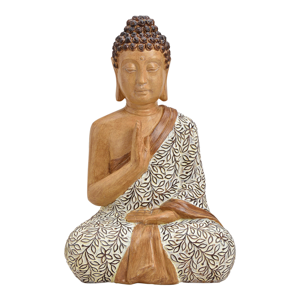 Buddha\u0020zittend\u0020van\u0020poly\u0020beige\u0020\u0028B\u002FH\u002FD\u0029\u002032x25x48cm