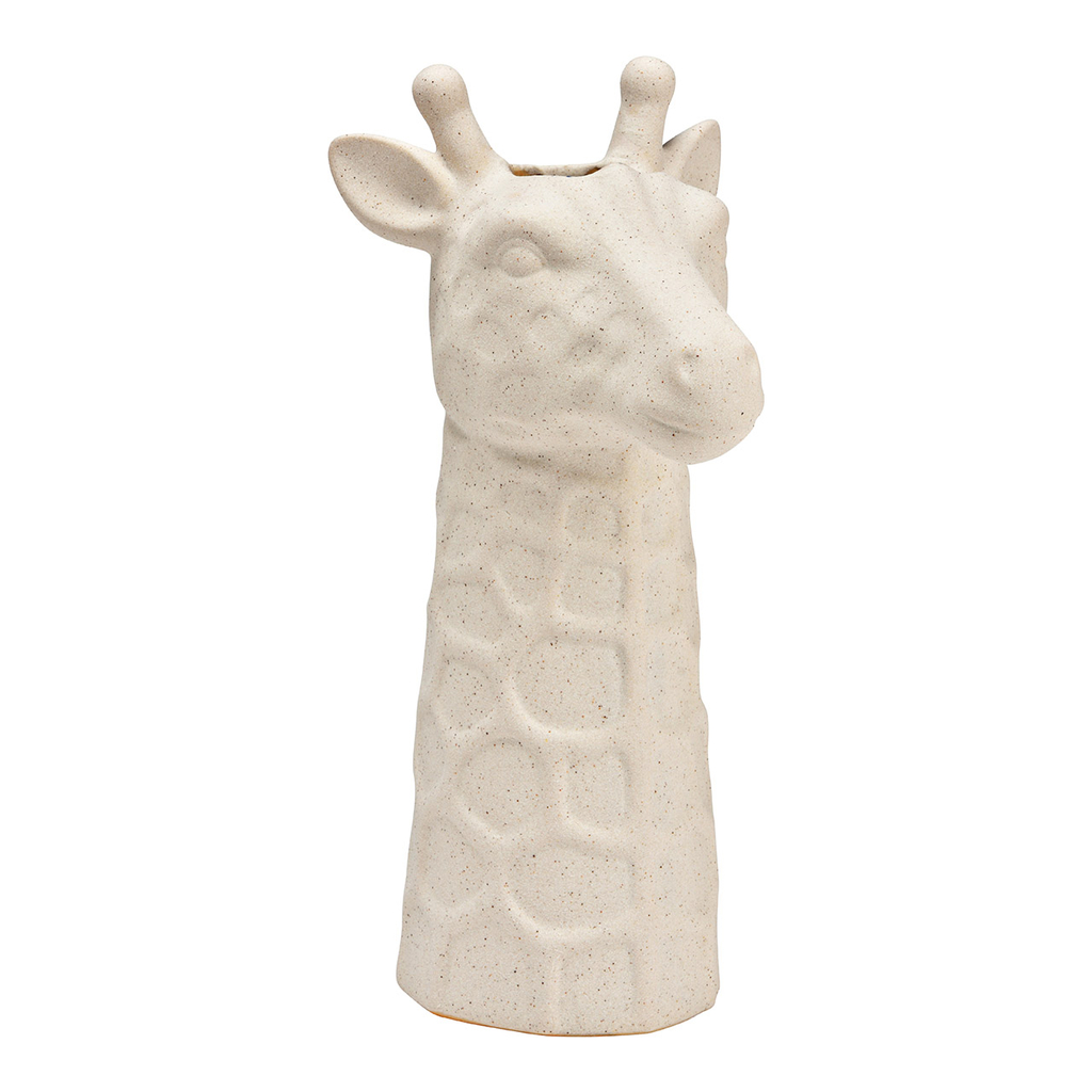 Vaas\u0020Giraffe\u0020Hoofd\u0020Zand\u002DFinish\u0020van\u0020Keramiek,\u0020Wit\u0020\u0028B\u002FH\u002FD\u0029\u002014x26x12cm