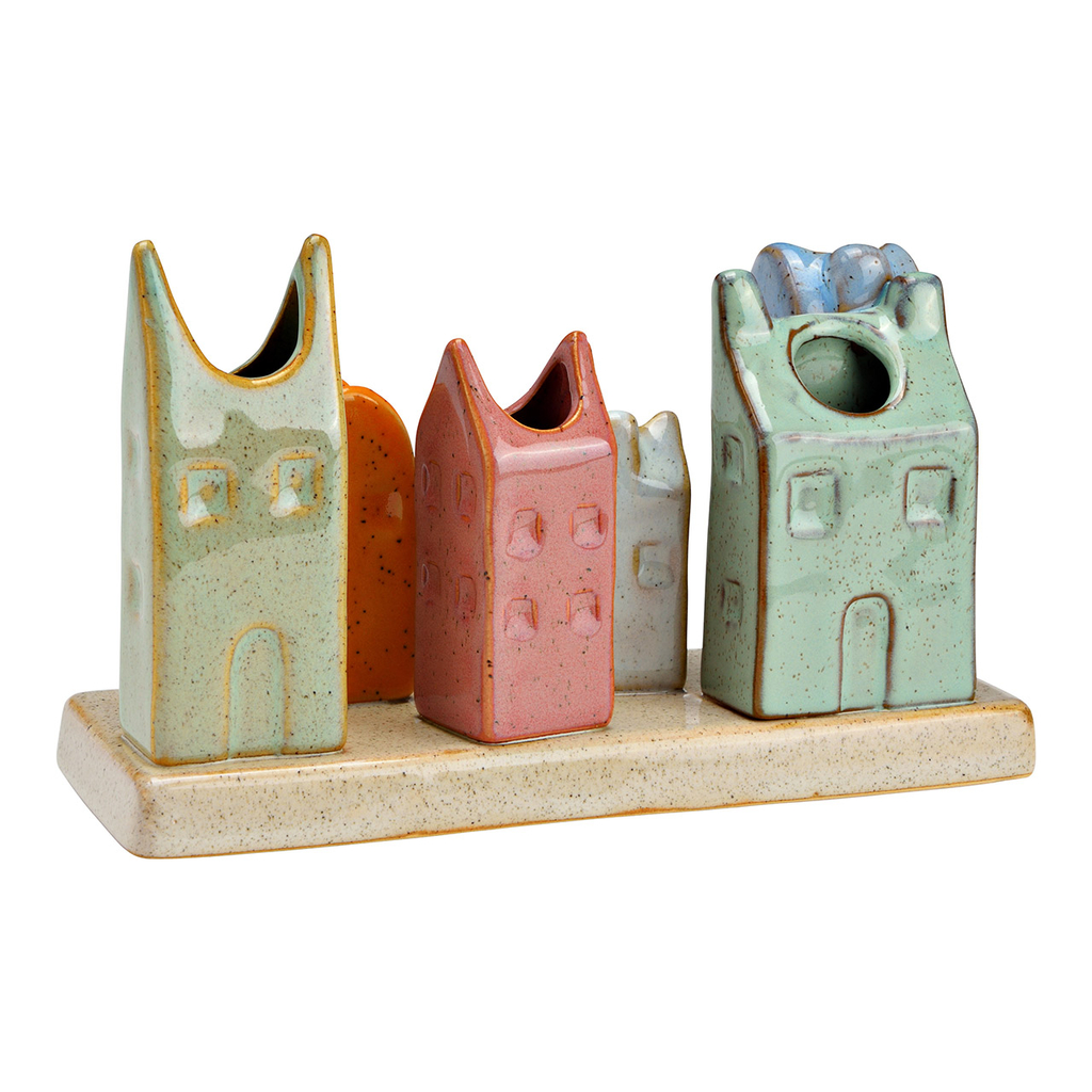 Vaas\u0020Stadthuizen\u0020van\u0020keramiek,\u0020Kleurrijk\u0020\u0028B\u002FH\u002FD\u0029\u002018x11x7cm