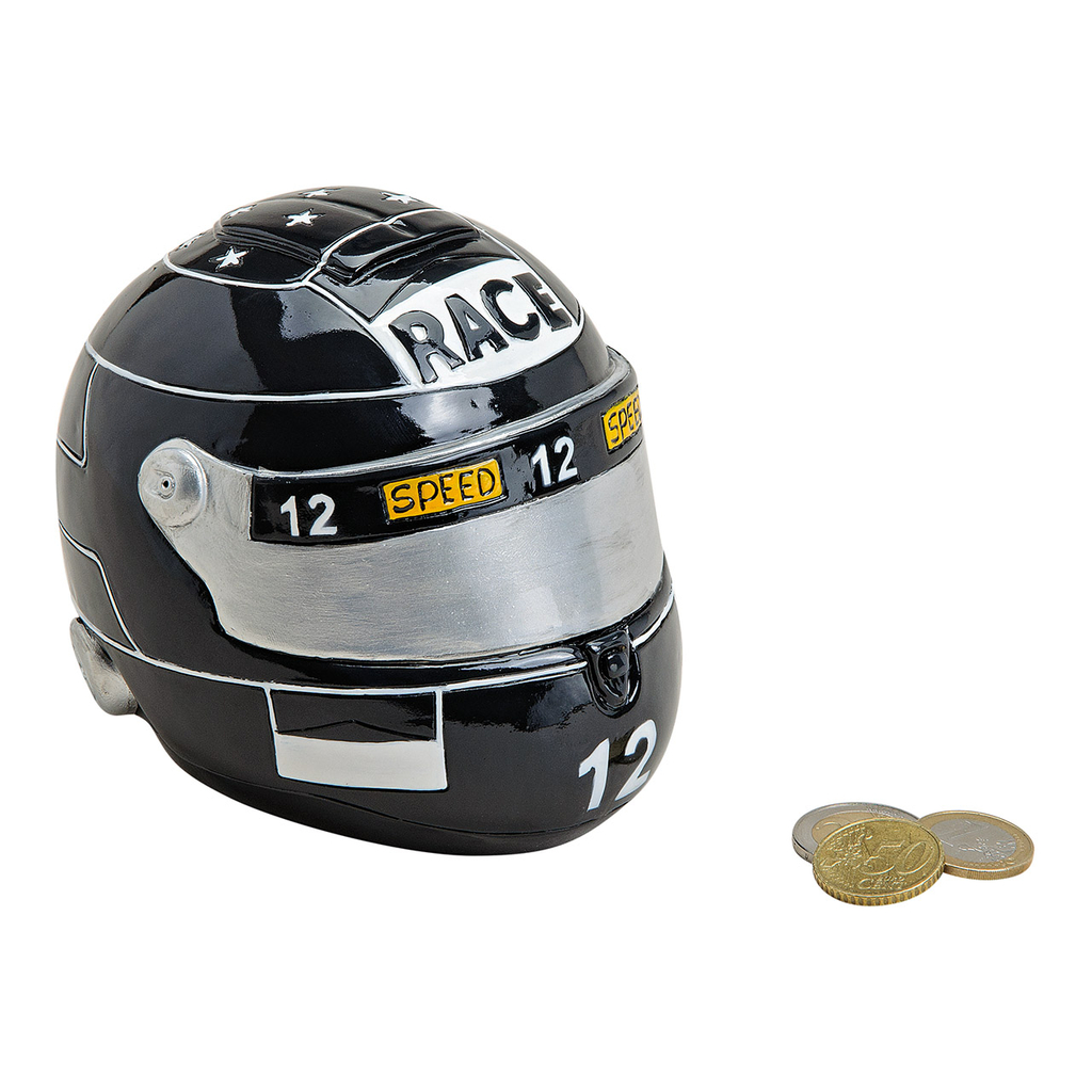 Spaarpot\u0020Motorhelm\u0020zwart\u0020Poly.\u002014x11x11cm