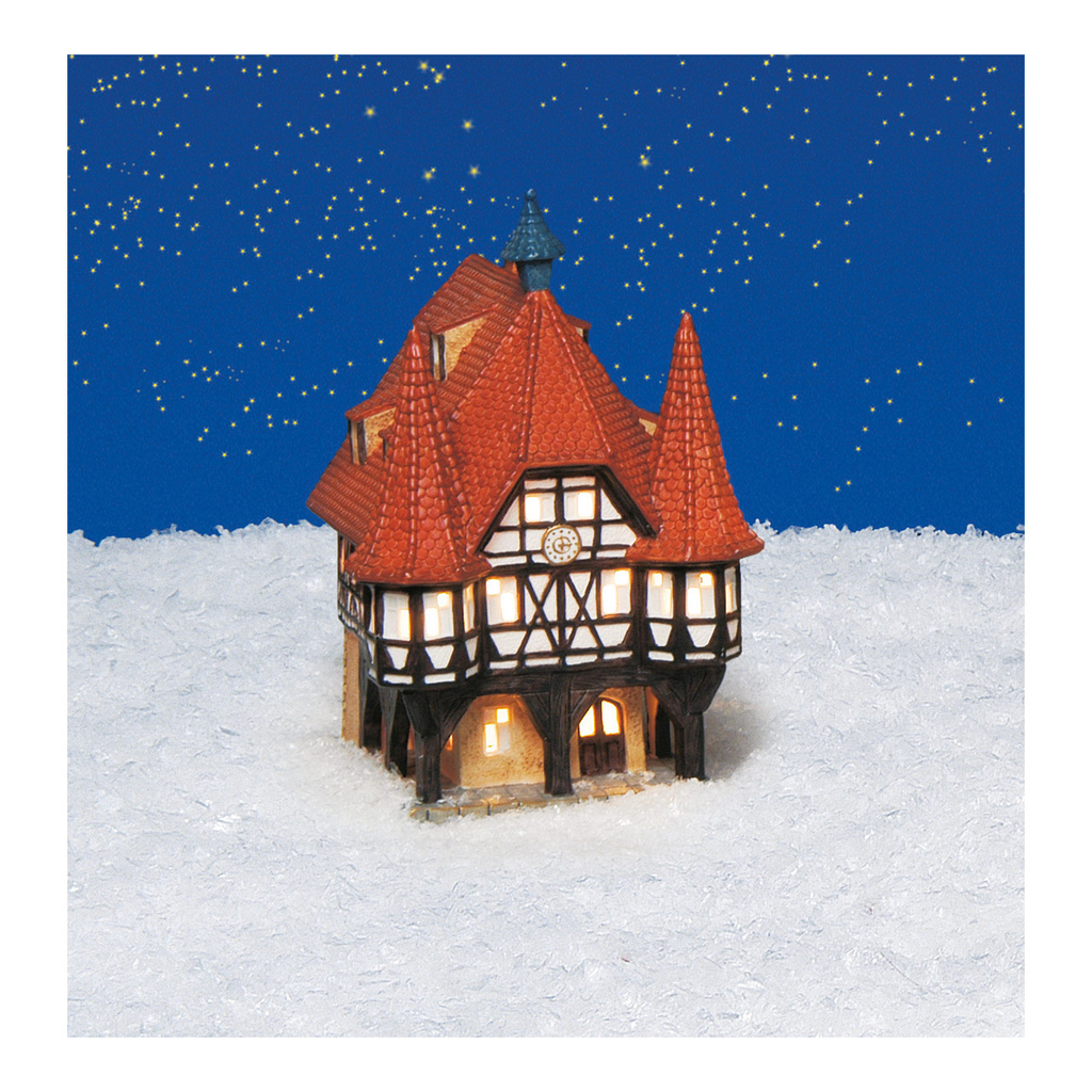 Wurm\u0020Lichthaus\u0020Rathaus\u0020Michelstadt\u0020van\u0020Porselein,\u0020Rood\u002FBruin\u0020\u0028B\u002FH\u002FD\u0029\u002014x13x19cm