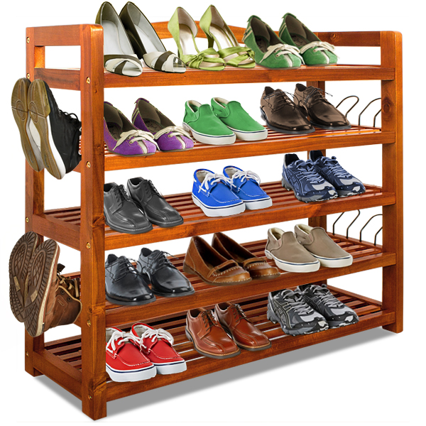 Acacia\u0020houten\u0020schoenenrek\u00205\u0020planken