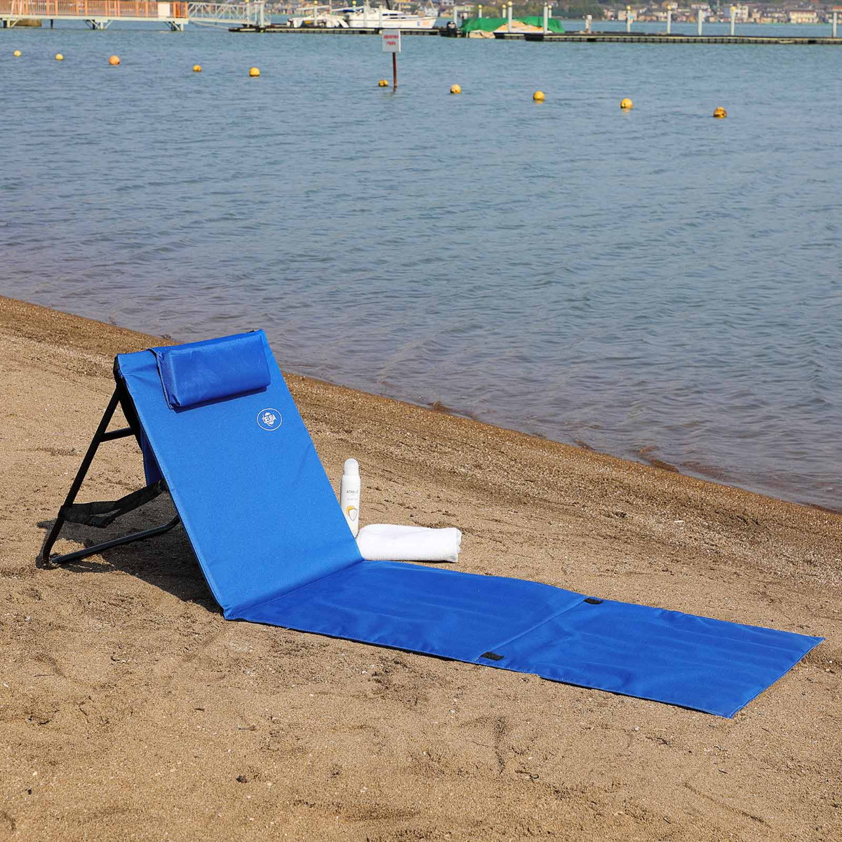 Strandmat\u0020met\u0020Rugleuning\u0020en\u0020Kussen\u0020158cm\u0020x\u002056cm\u0020blauw Strandmat\u0020met\u0020Rugleuning\u0020en\u0020Kussen\u0020158cm\u0020x\u002056cm\u0020blauw