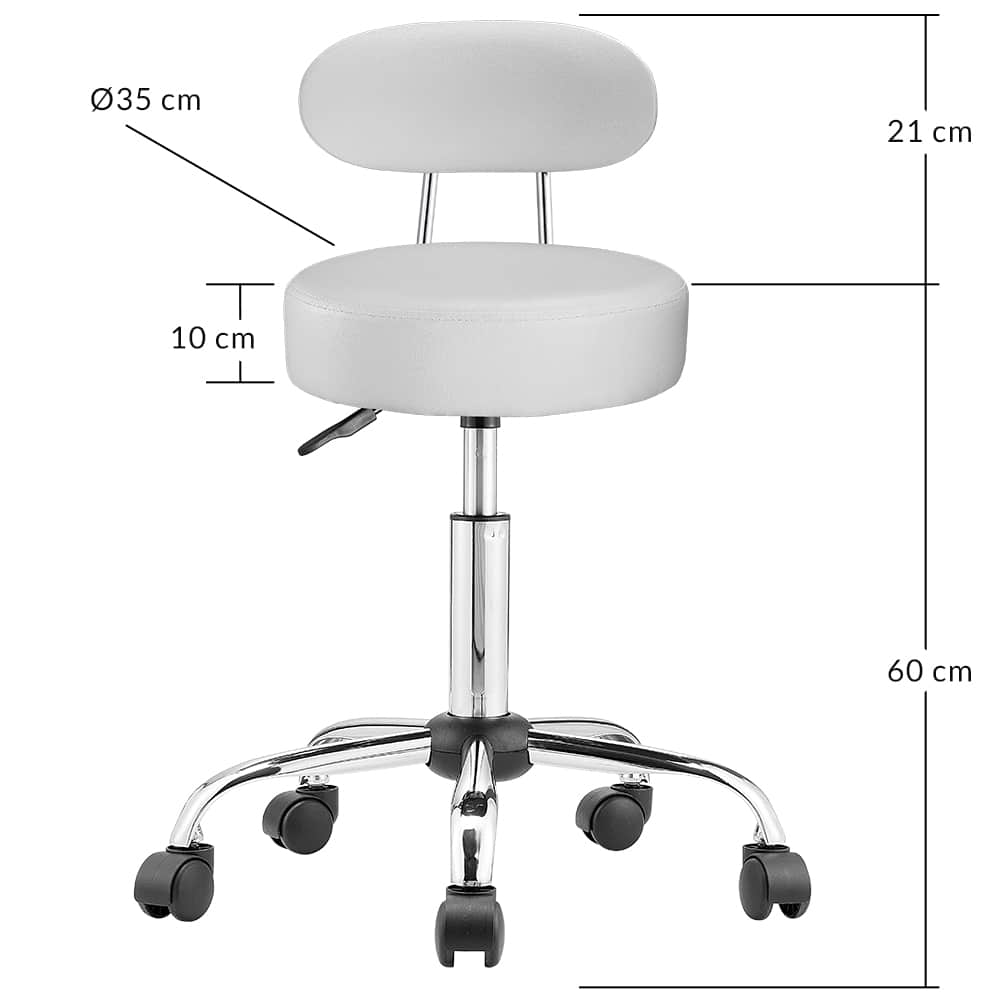 Draaikruk\u0020met\u0020verchroomd\u0020stalen\u0020basis\u0020\u002B\u0020rugleuning\u0020wit