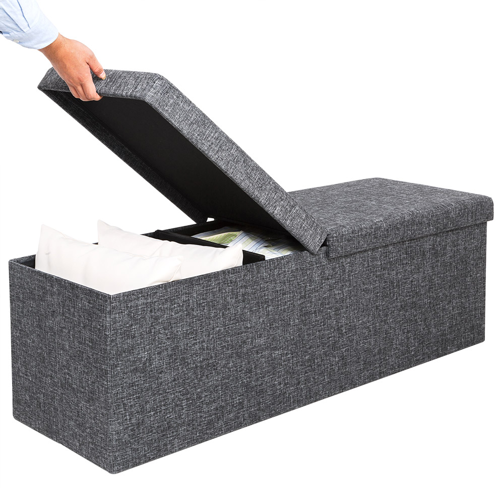 Opvouwbare\u0020Zitbank\u0020met\u0020opbergruimte\u0020en\u0020deksel\u0020\u002D\u0020115cm\u0020\u002D\u0020Donkergrijs