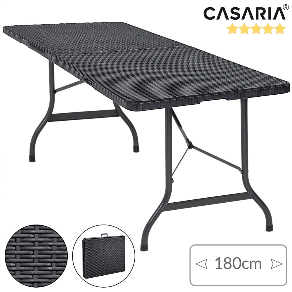 Tuintafel\u0020Zwart\u0020Polyrattan\u0020Look\u0020180x75x73cm\u0020opvouwbaar