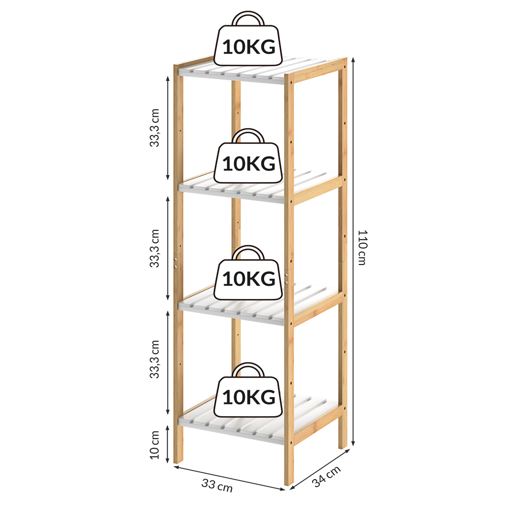 Bamboe\u0020staande\u0020opbergrek\u0020met\u00204\u0020legplanken\u0020Wit\u0020110x33x34cm Bamboe\u0020staande\u0020opbergrek\u0020met\u00204\u0020legplanken\u0020Wit\u0020110x33x34cm