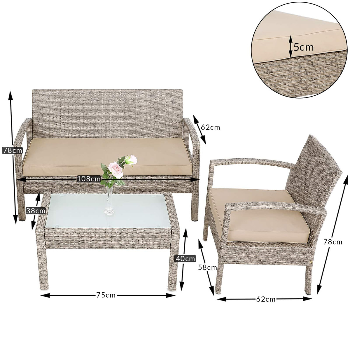 Polyrattan\u0020Tuinzitgroep\u00204\u002Ddelig.\u0020Creme Polyrattan\u0020Tuinzitgroep\u00204\u002Ddelig.\u0020Creme