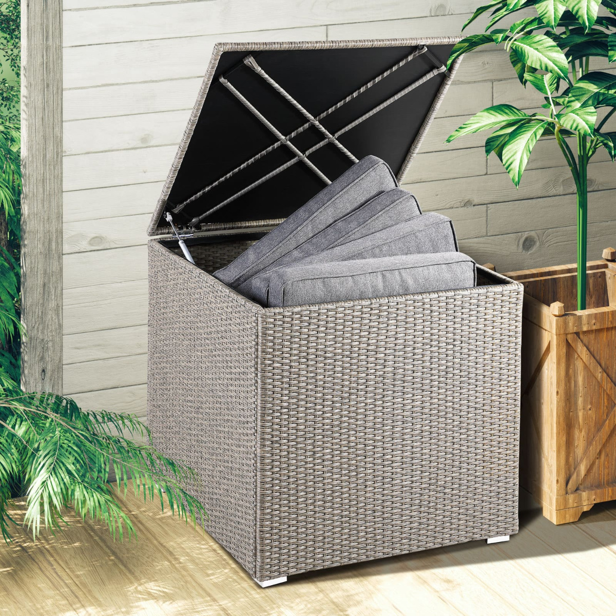 Polyrattan\u0020Kussenbox\u0020Beige\u0020318L Polyrattan\u0020Kussenbox\u0020Beige\u0020318L